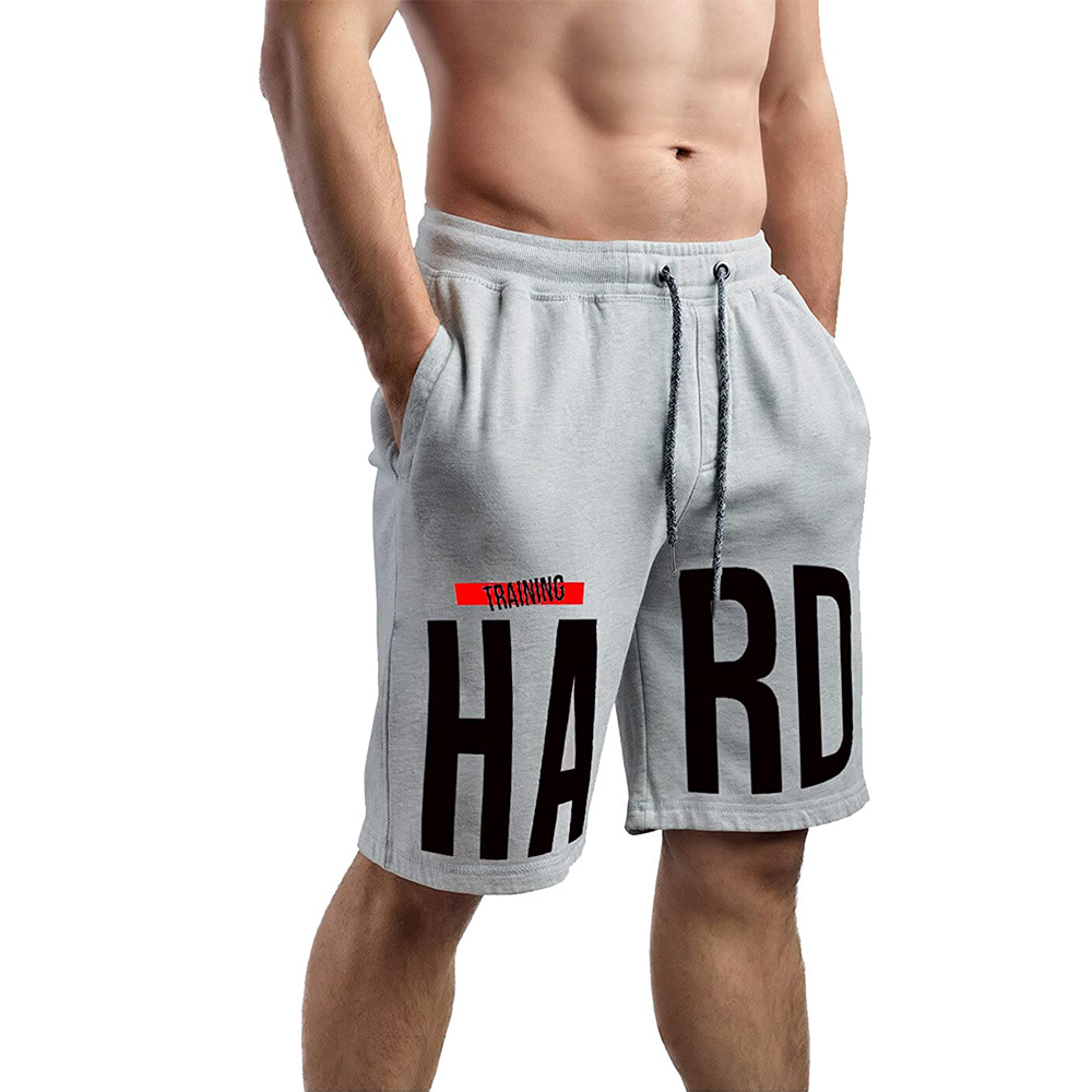 Hotfits Mens Grey Cotton Gym Regular Shorts Hard