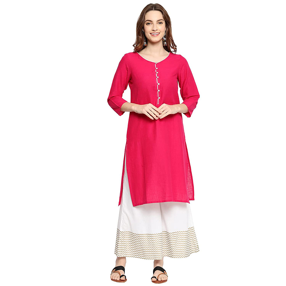 Cotton Solid Straight Kurta for Women