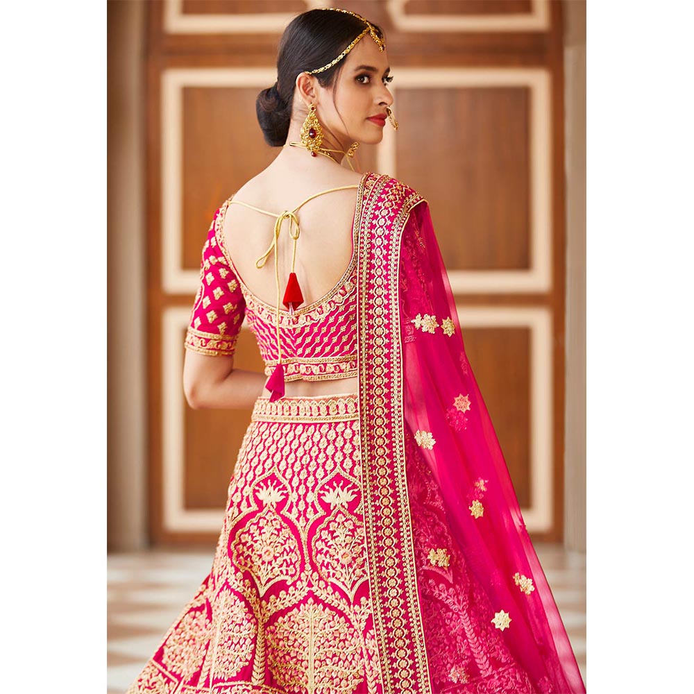 Pink Bridal Velvet Lehenga Choli